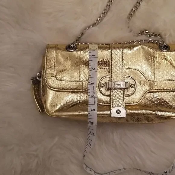 Rafe New York gold embossed faux snake skin chain bag